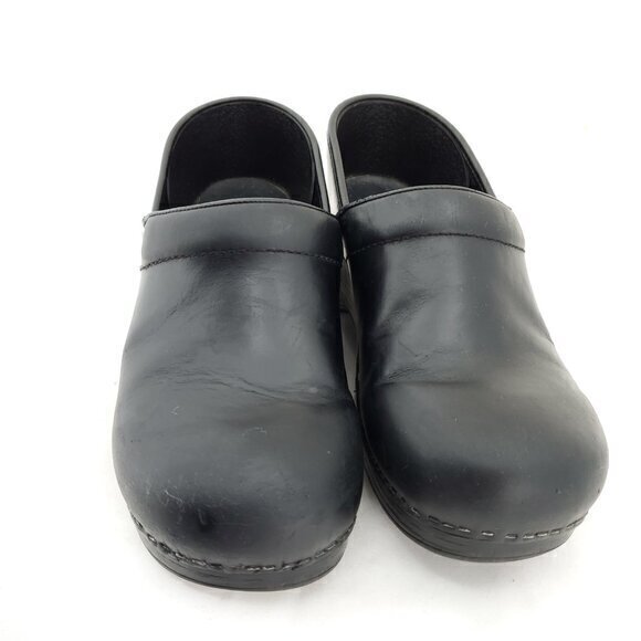 Dansko Black Leather Slip-On Clogs 40/9.5-10 US Black - Picture 2 of 12